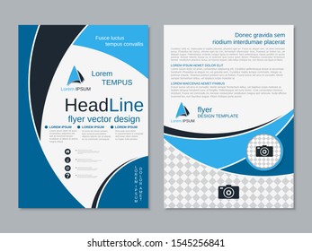 Modern geometric business two-sided flyer, booklet, brochure cover vector design template. A4 format