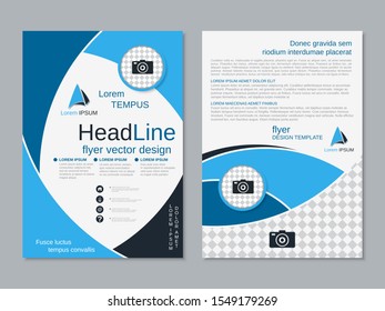 Modern geometric business two-sided flyer, booklet, brochure cover vector design template. A4 format