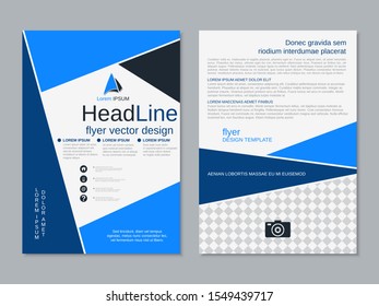 Modern geometric business two-sided flyer, booklet, brochure cover vector design template. A4 format