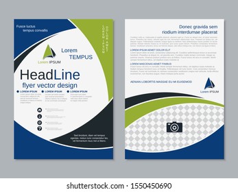 Modern geometric business two-sided flyer, booklet, brochure cover vector design template. A4 format