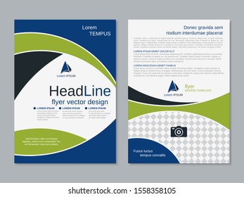 Modern geometric business two-sided flyer, booklet, brochure cover vector design template. A4 format
