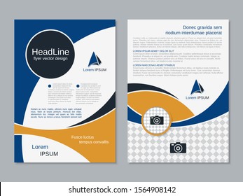 Modern geometric business two-sided flyer, booklet, brochure cover vector design template. A4 format