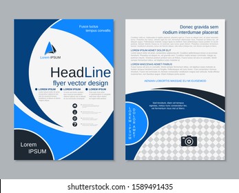 Modern geometric business two-sided flyer, booklet, brochure cover vector design template. A4 format
