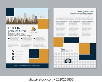 Modern geometric business two-sided flyer, booklet, brochure cover vector design template. A4 format