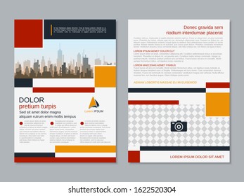 Modern geometric business two-sided flyer, booklet, brochure cover vector design template. A4 format