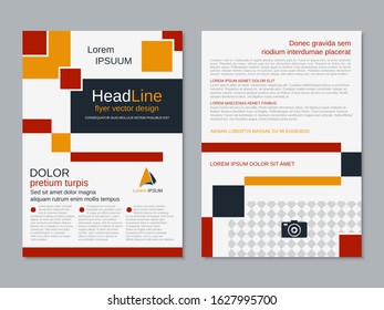 Modern geometric business two-sided flyer, booklet, brochure cover vector design template. A4 format