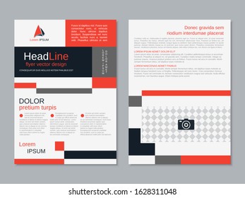 Modern geometric business two-sided flyer, booklet, brochure cover vector design template. A4 format