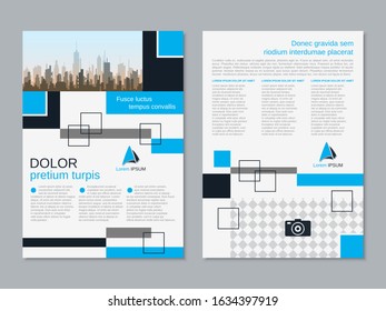 Modern geometric business two-sided flyer, booklet, brochure cover vector design template. A4 format