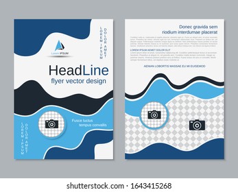 Modern geometric business two-sided flyer, booklet, brochure cover vector design template. A4 format