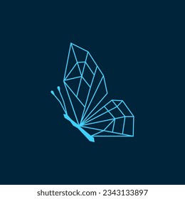 Modern geometric butterfly art, line vector illustration