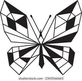 Modern geometric butterfly art, line vector illustration
