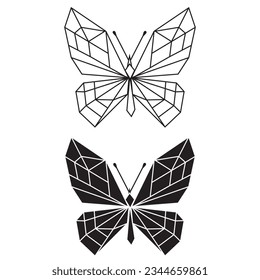 Modern geometric butterfly art, line vector illustration