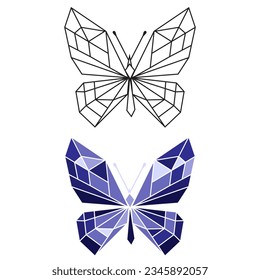 Modern geometric butterfly art, line vector illustration