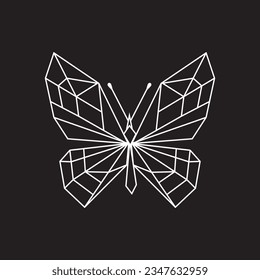 Modern geometric butterfly art, line vector illustration