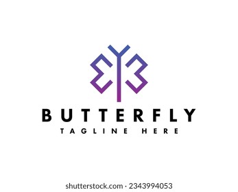 modern geometric butterfly logo design