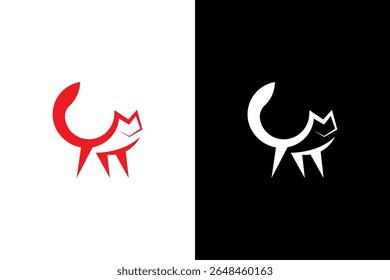 Ilustración geométrica moderna del diseño del logotipo del gato
