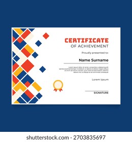 Modern geometric certificate template with colorful diamond shapes