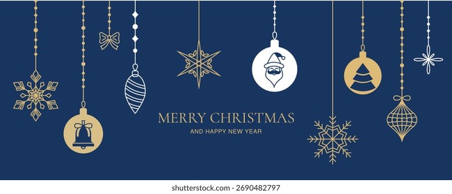 Fondo de Navidades geométricas modernas con Elementos de línea simples. Abstractas y elegante diseño de vacaciones. Ilustración vectorial de Navidad minimalista perfecta para tarjetas de felicitación, carteles y marca