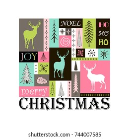 Modern geometric Christmas card.Vector