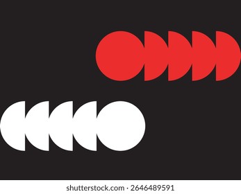 Moderno Geometric Circle Segment Arrangement on Black Background Illustration