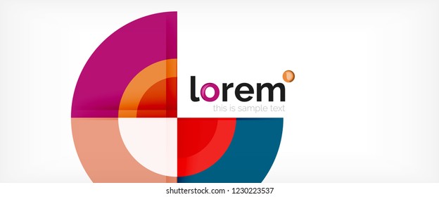 Modern geometric circles abstract background, colorful round shapes with shadow effects, vector illustration