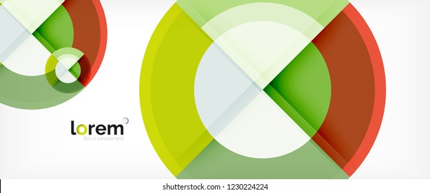 Modern geometric circles abstract background, colorful round shapes with shadow effects, vector illustration