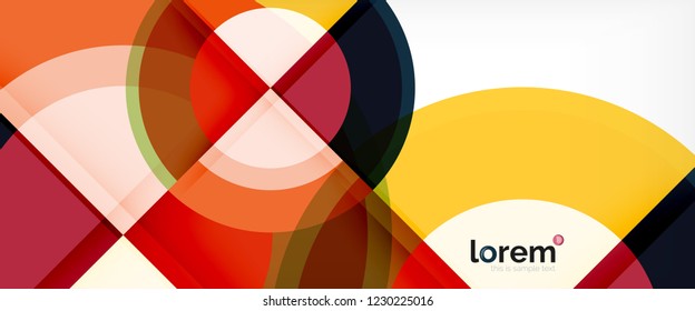 Modern geometric circles abstract background, colorful round shapes with shadow effects, vector illustration