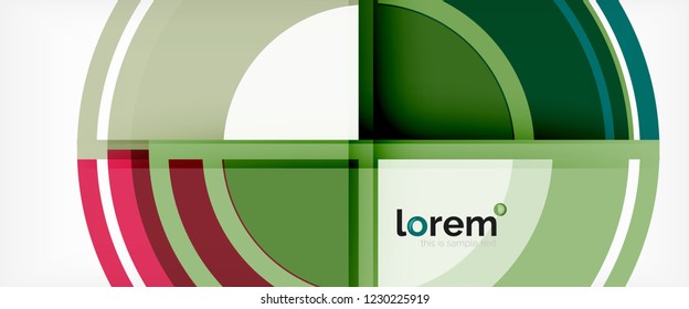 Modern geometric circles abstract background, colorful round shapes with shadow effects, vector illustration