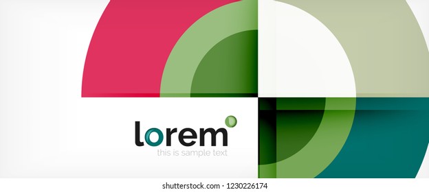 Modern geometric circles abstract background, colorful round shapes with shadow effects, vector illustration