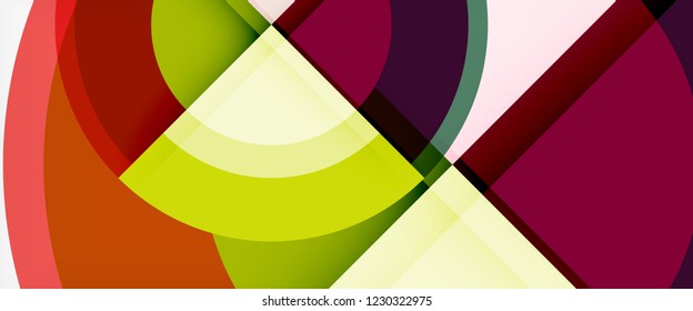Modern geometric circles abstract background, colorful round shapes with shadow effects, vector illustration