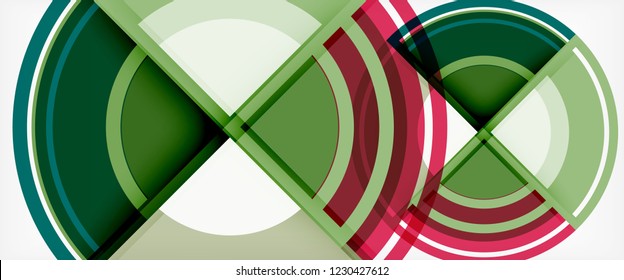 Modern geometric circles abstract background, colorful round shapes with shadow effects, vector illustration