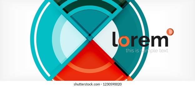 Modern geometric circles abstract background, colorful round shapes with shadow effects, vector illustration