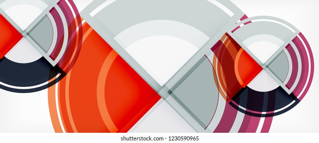 Modern geometric circles abstract background, colorful round shapes with shadow effects, vector illustration