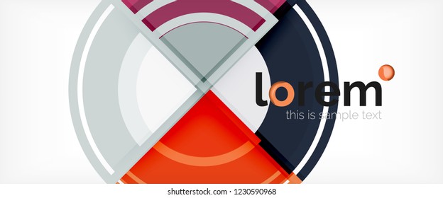 Modern geometric circles abstract background, colorful round shapes with shadow effects, vector illustration