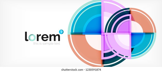 Moderne geometrische Kreise, abstrakter Hintergrund, bunte runde Formen mit Schatteneffekten, Vektorgrafik