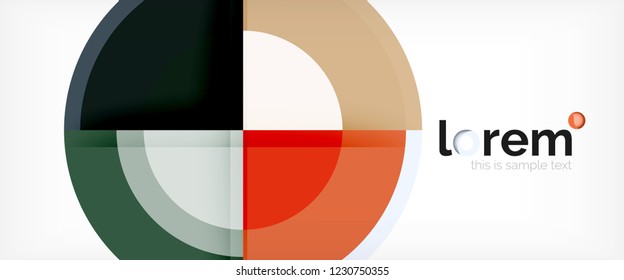 Moderne geometrische Kreise, abstrakter Hintergrund, bunte runde Formen mit Schatteneffekten, Vektorgrafik