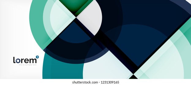 Modern geometric circles abstract background, colorful round shapes with shadow effects, vector illustration