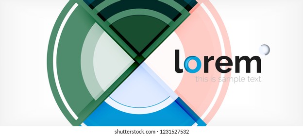 Circulos geométricos modernos fondo abstracto, formas redondeadas coloridas con efectos de sombra, ilustración vectorial