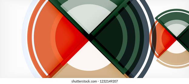 Modern geometric circles abstract background, colorful round shapes with shadow effects, vector illustration