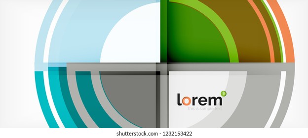 Modern geometric circles abstract background, colorful round shapes with shadow effects, vector illustration