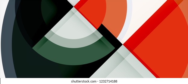 Modern geometric circles abstract background, colorful round shapes with shadow effects, vector illustration