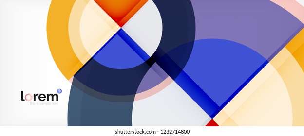 Modern geometric circles abstract background, colorful round shapes with shadow effects, vector illustration