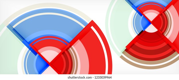 Modern geometric circles abstract background, colorful round shapes with shadow effects, vector illustration