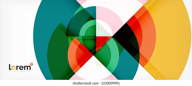 Modern geometric circles abstract background, colorful round shapes with shadow effects, vector illustration