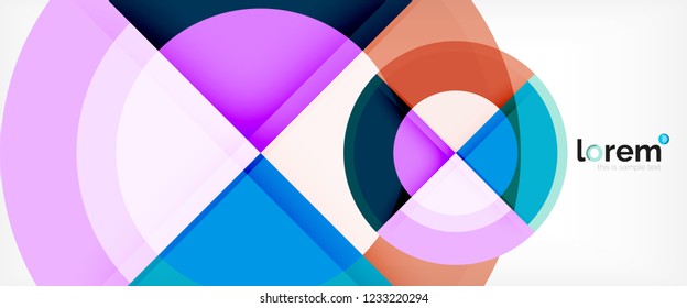 Modern geometric circles abstract background, colorful round shapes with shadow effects, vector illustration
