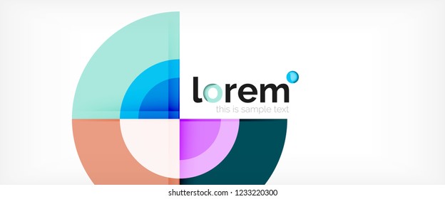 Modern geometric circles abstract background, colorful round shapes with shadow effects, vector illustration