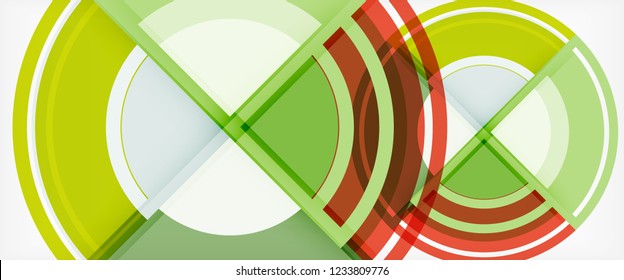 Modern geometric circles abstract background, colorful round shapes with shadow effects, vector illustration