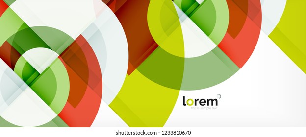 Modern geometric circles abstract background, colorful round shapes with shadow effects, vector illustration
