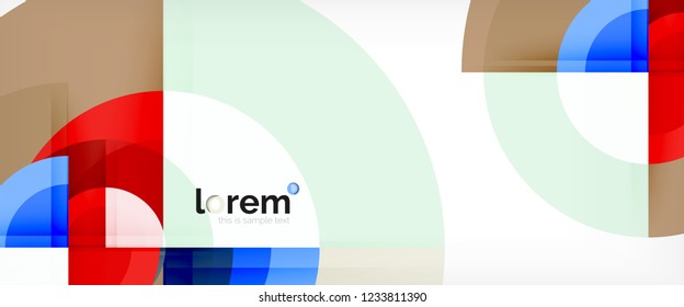 Modern geometric circles abstract background, colorful round shapes with shadow effects, vector illustration