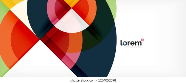 Modern geometric circles abstract background, colorful round shapes with shadow effects, vector illustration